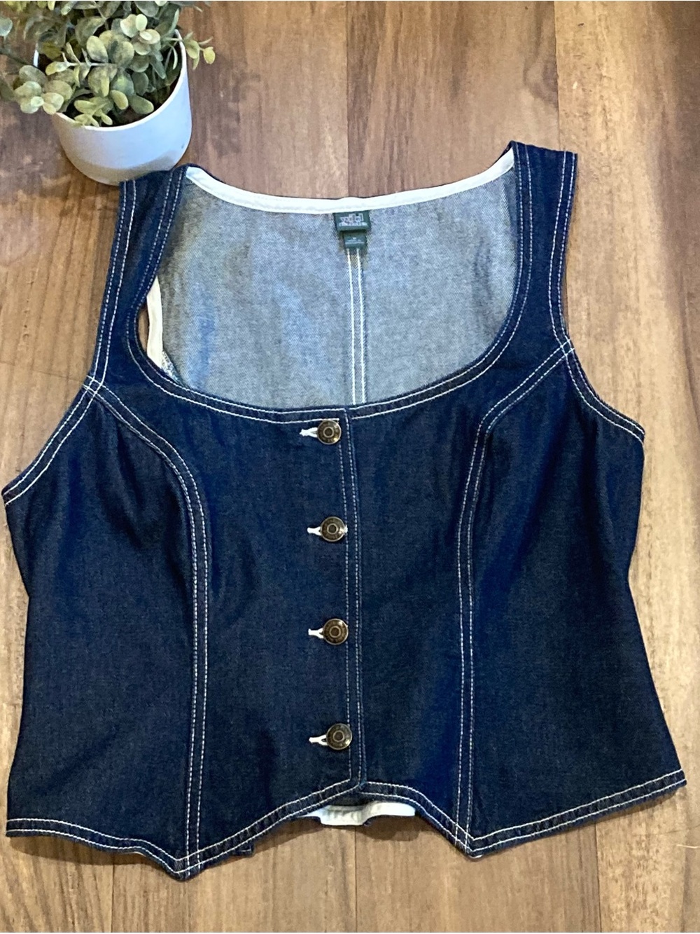 wild fable Dark Blue Denim Corset Vest Top 100% Cotton